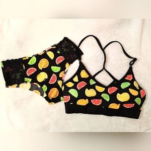 Victoria Secret Pink Sport Citrus Bralette and Panty Set Size Medium
